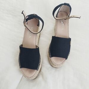 VISCATA Espadrilles Linen Canvas black platform